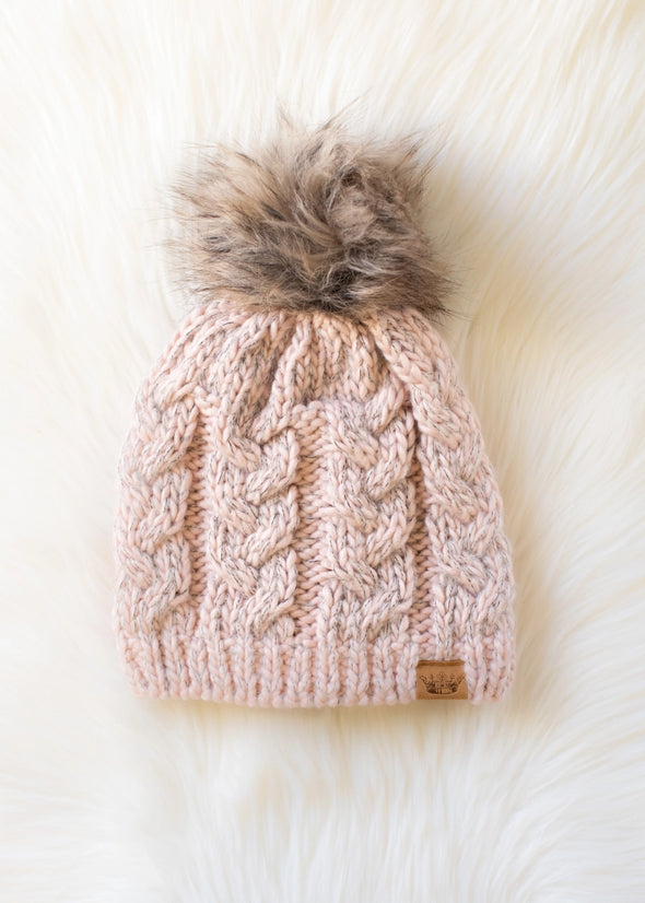 fleece lined knit pom hats