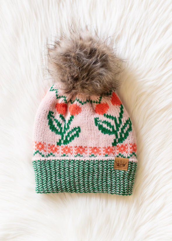 fleece lined knit pom hats