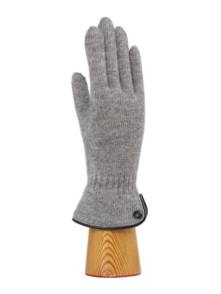 Spanish made cuffed wool gloves with button detailing - Grey