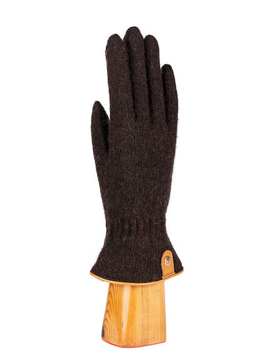 Spanish made cuffed wool gloves with leather tab