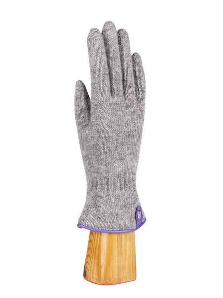 Spanish made cuffed wool gloves with leather tab