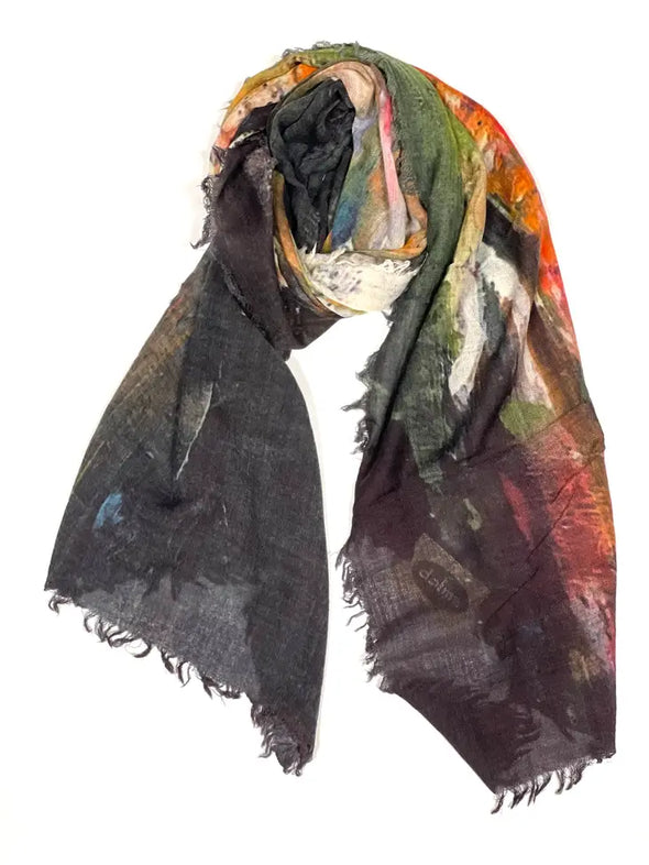Patterned wool blend scarves