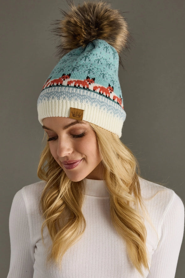 fleece lined knit pom hats