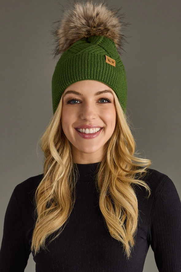 fleece lined knit pom hats