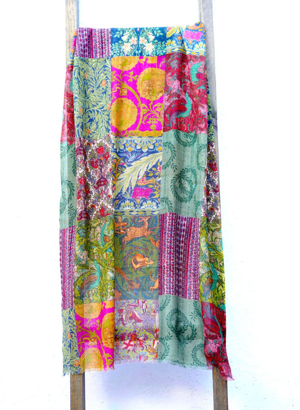 Patterned wool blend scarves