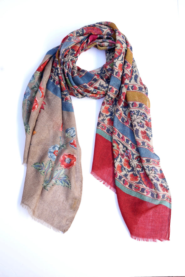 Patterned wool blend scarves