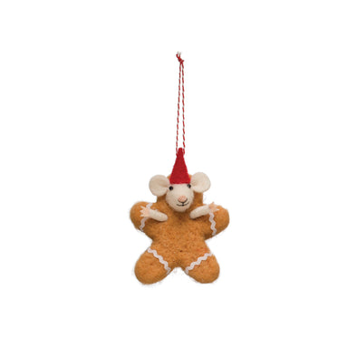 gingerbread cookie felted mice ornaments