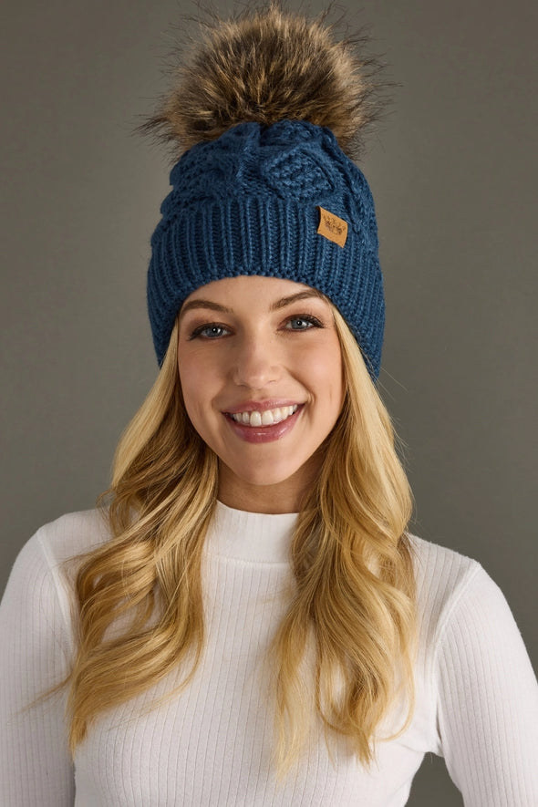 fleece lined knit pom hats
