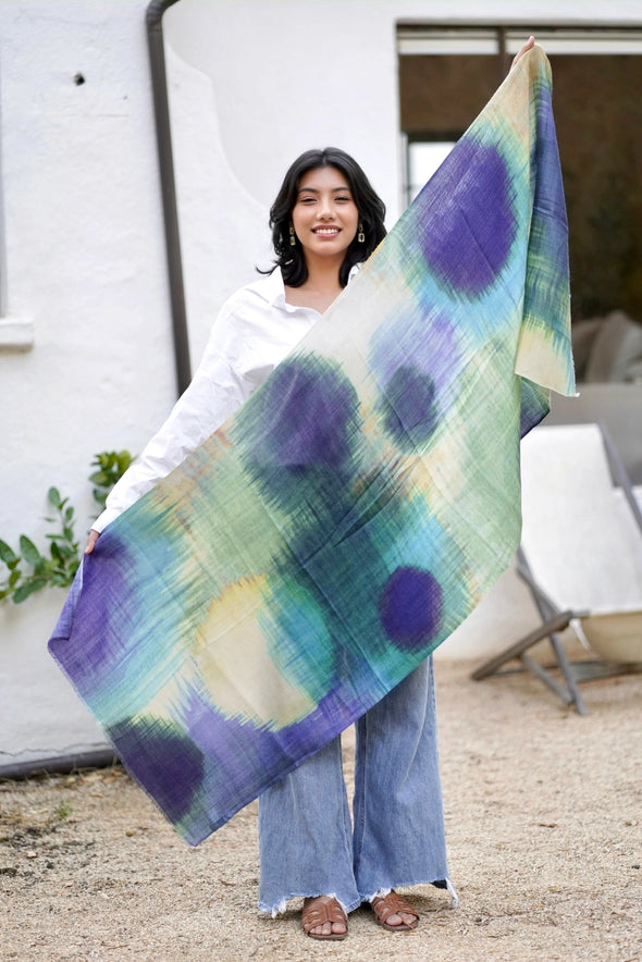 Patterned wool blend scarves