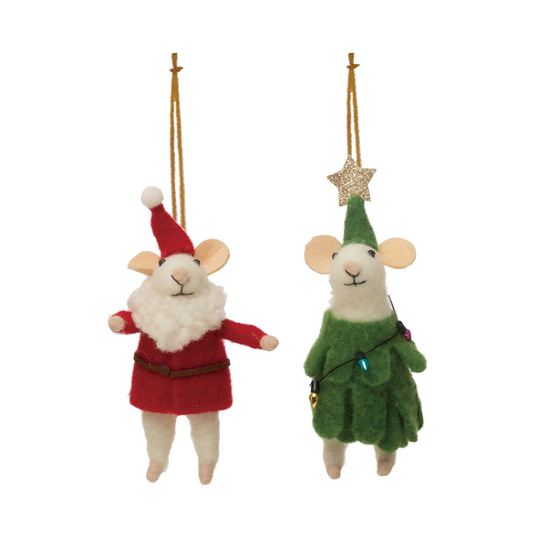 Santa and helper felted mice ornaments.