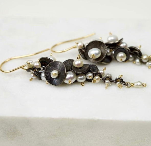 Cascading pearl earrings