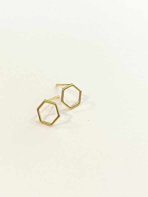 Hexagon post back earrings