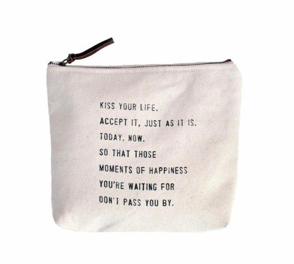 Canvas zipper bags with quotes