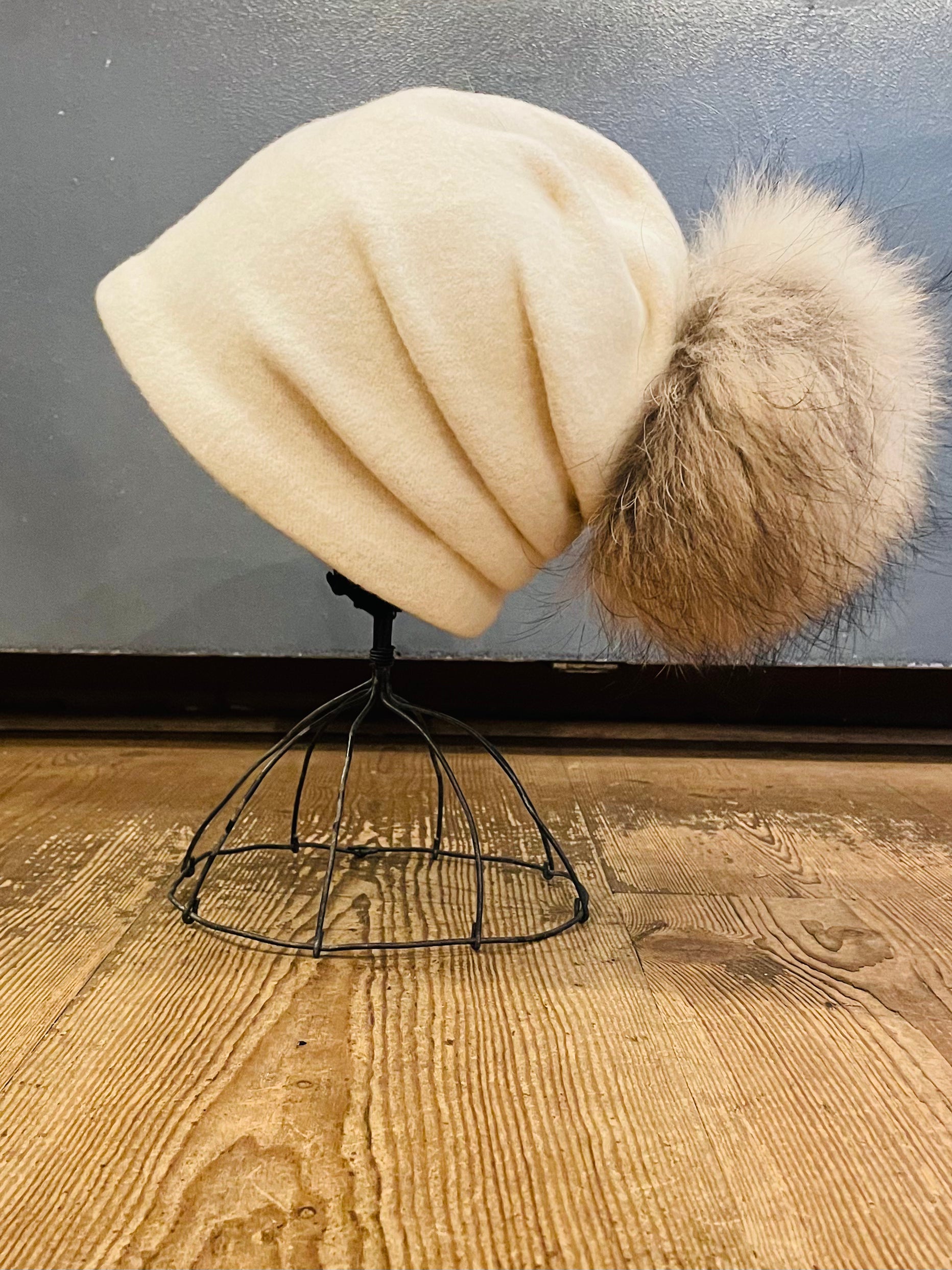 Mid Pink Knit Faux Fur Pom Pom Bobble Hat