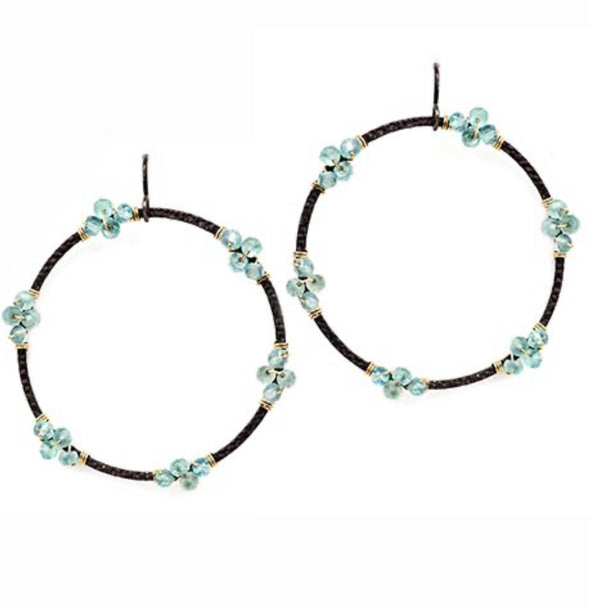 Chalcedony clustered hoop earrings