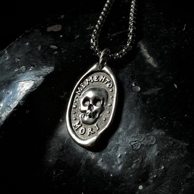"Memento mori /Memento vivere" sterling wax seal necklace