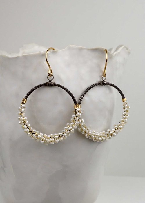 Pearl  wrapped hoop earrings